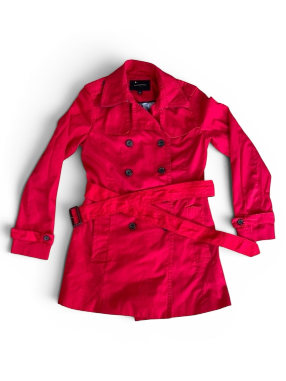 W3 Banana Republic Factory Red Double-Breasted Trench Coat - Picture 2 of 3